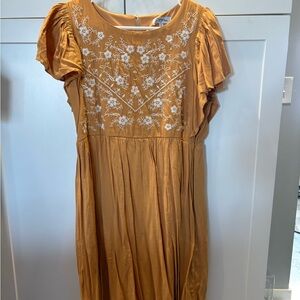 Embroidered Rust Dress
